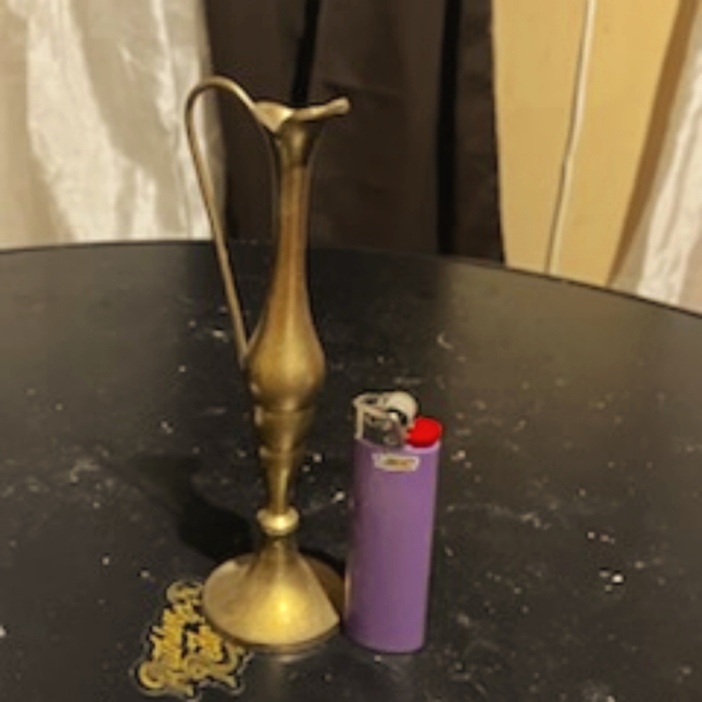 Tiny Brass Vase With Handle